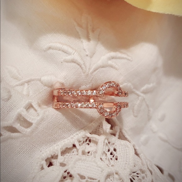 White Sapphire and Rose Gold Wedding Wrap Ring - Picture 3 of 8